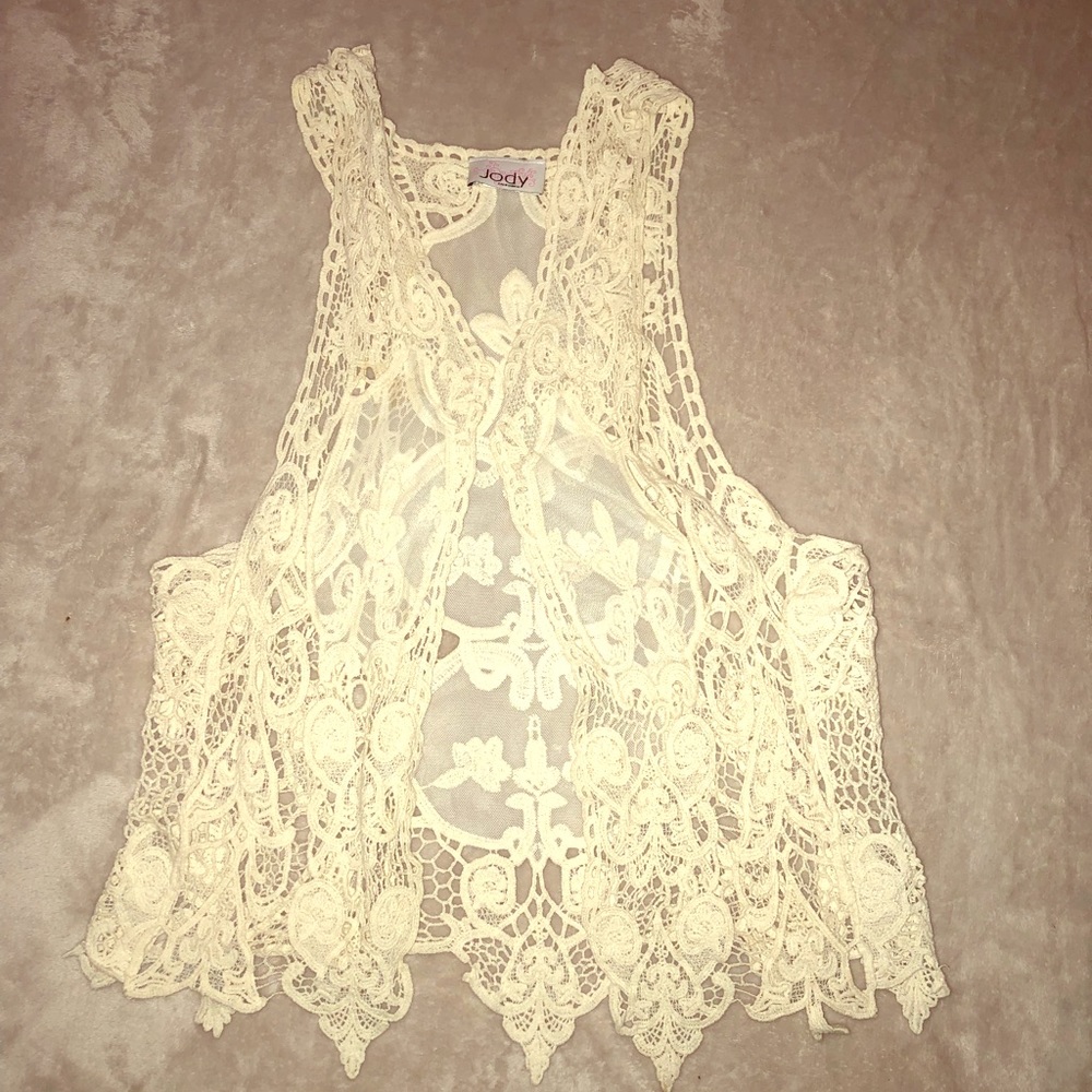 Crochet and lace vest